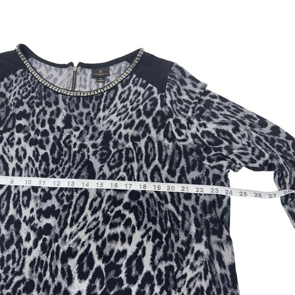 Worthington Woman 1X Long Sleeve Animal Print Tunic Top With Studded Neckline - Picture 5 of 13